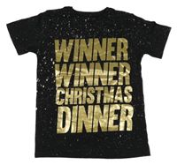 Černé vzorované tričko s nápisem 