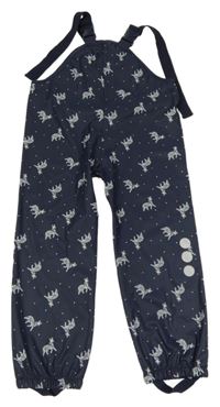 Tmavomodré nepromokavé laclové kalhoty se zebrami Topolino