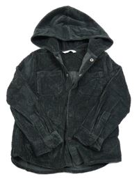 Tmavošedá manšestrová košilová bunda s kapucí M&S