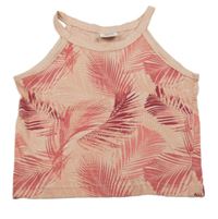 Růžový crop top s listy Page one young