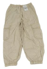 Béžové plátěné cuff kalhoty Next