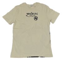 Béžové tričko s nápisem H&M