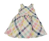 Bílo-barevné kostkované plátěné šaty s mašlí H&M