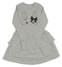 Šedé bavlněné šaty s králíkem C&A