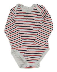 Bílo-tmavomodro-červené pruhované body 