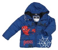 Tmavomodrá šusťáková zimní bunda se Spidermanem a kapucí Tu