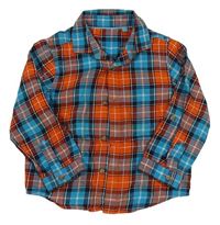 Tyrkysovo-oranžovo-tmavomodrá kostkovaná košile Mothercare