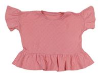 Růžové crop tričko s dirkovaným vzorem Matalan
