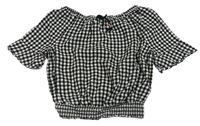 Černo-bílá kostkovaná crop halenka H&M