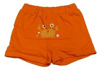 Oranžové teplákové kraťasy s krabem a kapsou Ergee 