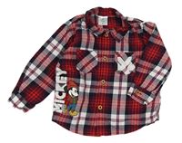 Červeno-tmavomodrá kostkovaná košile s Mickeym Disney 