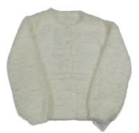 Nové - Bílý chlupatý propínací svetr s korálky Dunnes