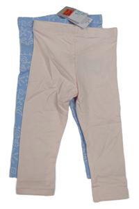 Nové - 2x - Světlerůžové + modré legíny s plážovým motivem Primark