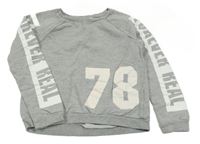 Šedá crop mikina s číslem a nápisy H&M