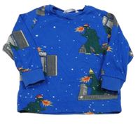 Kobaltově modrá fleecová mikina s dinosaury M&S