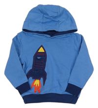 Modro-tmavomodrá mikina s raketou a kapucí Lupilu