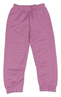 Růžové vzorované tepláky se srdíčky 