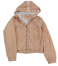 Světlerůžová šusťáková crop jarní bunda s kapucí Y.F.K. 