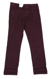 Nové - Vínové plátěné chino kalhoty M&S