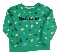 Zelená mikina se vzorem a nápisem Dunnes