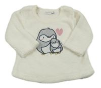 Smetanová chlupatá mikina s tučňáky Ergee 