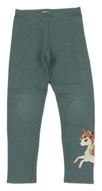 Zelenošedé legíny s jednorožcem C&A