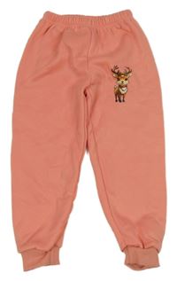 Světlerůžové cuff tepláky se sobem 