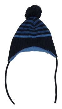 Tmavomodro-modrá pruhovaná podšitá ušanka H&M