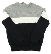 Černo-šedo-bílý pruhovaný svetr George