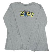 Šedé melírované triko s nápisem Y.F.K.