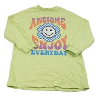 Limetková mikina s nápisem a květem Next