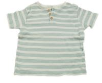 Světlezeleno-smetanové pruhované tričko s knoflíčky 