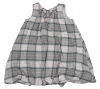 Šedo-světlerůžové kostkované šaty s volánky Mothercare