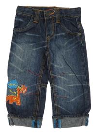 Tmavomodré rifle s dinosaurem Ladleigh