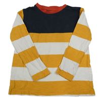 Okrovo-bílo-tmavomodré pruhované triko Fat Face