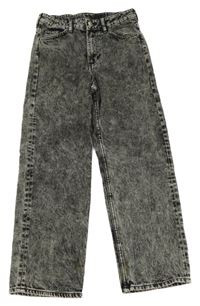 Tmavošedé batikované rifle loose fit rifle H&M