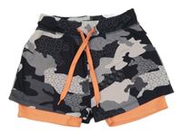 Šedo-bílé army běžecké kraťasy Bon sport