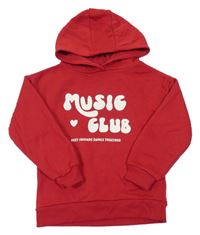 Červená mikina s nápisem a kapucí Primark