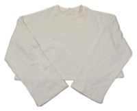 Bílá crop mikina s rozšířenými rukávy H&M