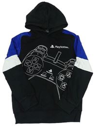 Černo-safírovo-bílá mikina s ovladačem - PlayStation a kapucí C&A