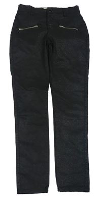 Černé třpytivé skinny rifle se zipy Denim Co.