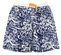 Tmavomodro-bílé vzorované květované plážové kraťasy Debenhams
