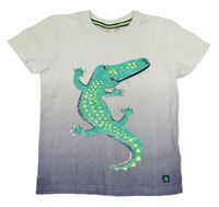 Bílo-tmavomodrošedé tričko se krokodýlkem Kids
