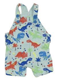 Světlemodré teplákové laclové kraťasy s dinosaury a palmami Bluezoo