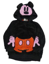 Černá huňatá bunda s kapucí - Mickey H&M