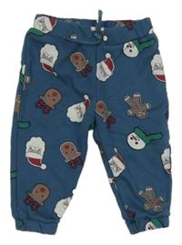 Tmavomodrošedé tepláky s vánočním motivem PRIMARK