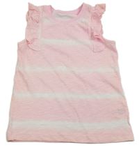 Růžovo-bílý batikovaný melírovaný top s volánky St. Bernard