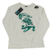 Nové - bílé triko s krokodýlkem z flitrů FRY DAY