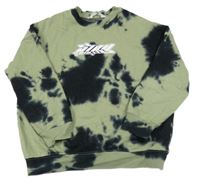 Khaki-černá batikovaná oversize mikina s nápisem H&M