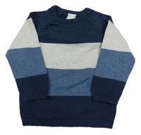 Tmavomodro-světlešedo-modrý melírovaný svetr H&M